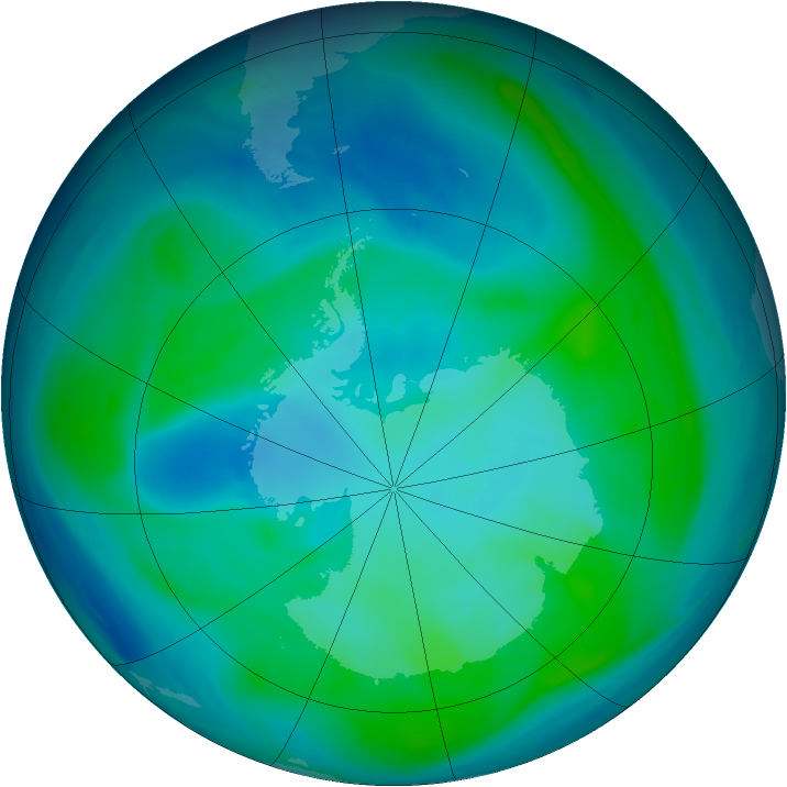 Antarctic ozone map for 26 January 2008